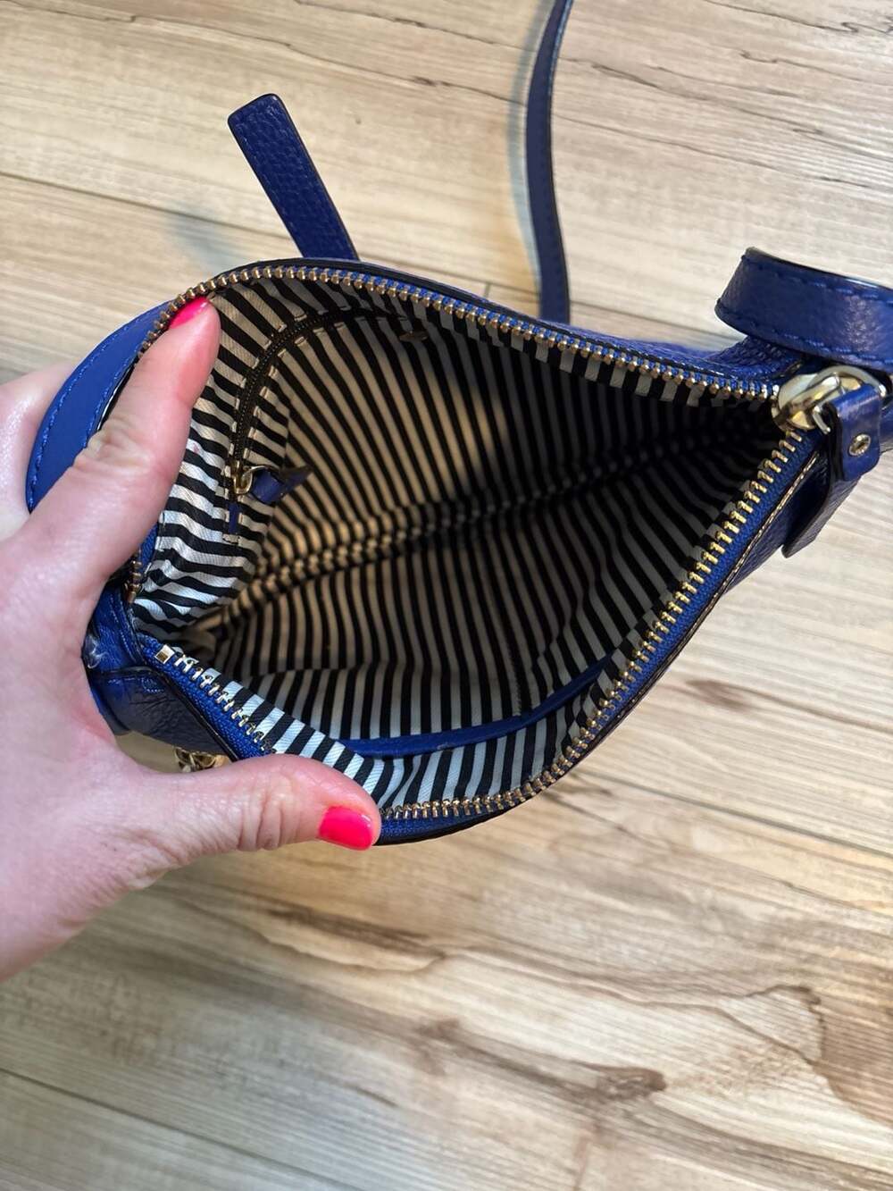 Kate Spade Kate Spade Pebbled Leather Top Zip Crossbody Sapphire - Picture 5 of 13